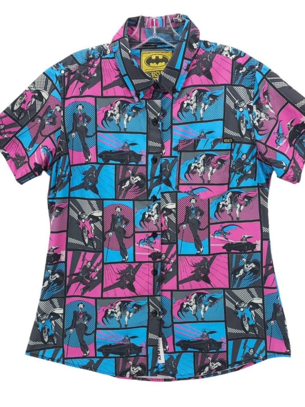 RSVLTS Women's Batman "Funny Papers" Kunuflex Graphic Shirt MEDIUM